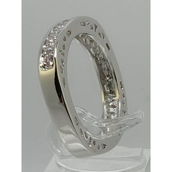 Unique Vintage White Gold GP Round Cut Sim Diamond CZ Stack Wedding Ring Size 6 - Picture 8 of 10